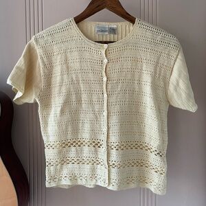 Vintage Short Sleeve Cardigan Shrug Button Sweater size small